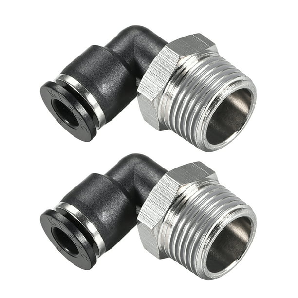 Baomain L-Shaped Pneumatic Fittings 6mm External Thread Male 1/4 Push to Connect Fittings 5 Pack 